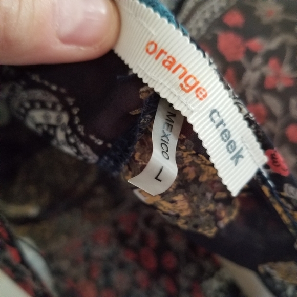 BoHo paisley, lace and fringed topper, semi-sheer, gypsy/hippie chick style sz L - Picture 9 of 9